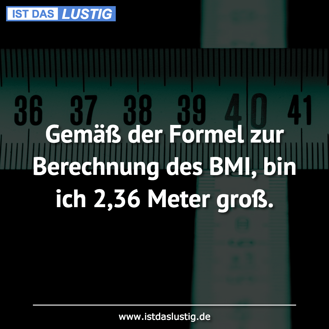 Lustiger BilderSpruch - Gemäß der Formel zur Berechnung des BMI, bin ic...