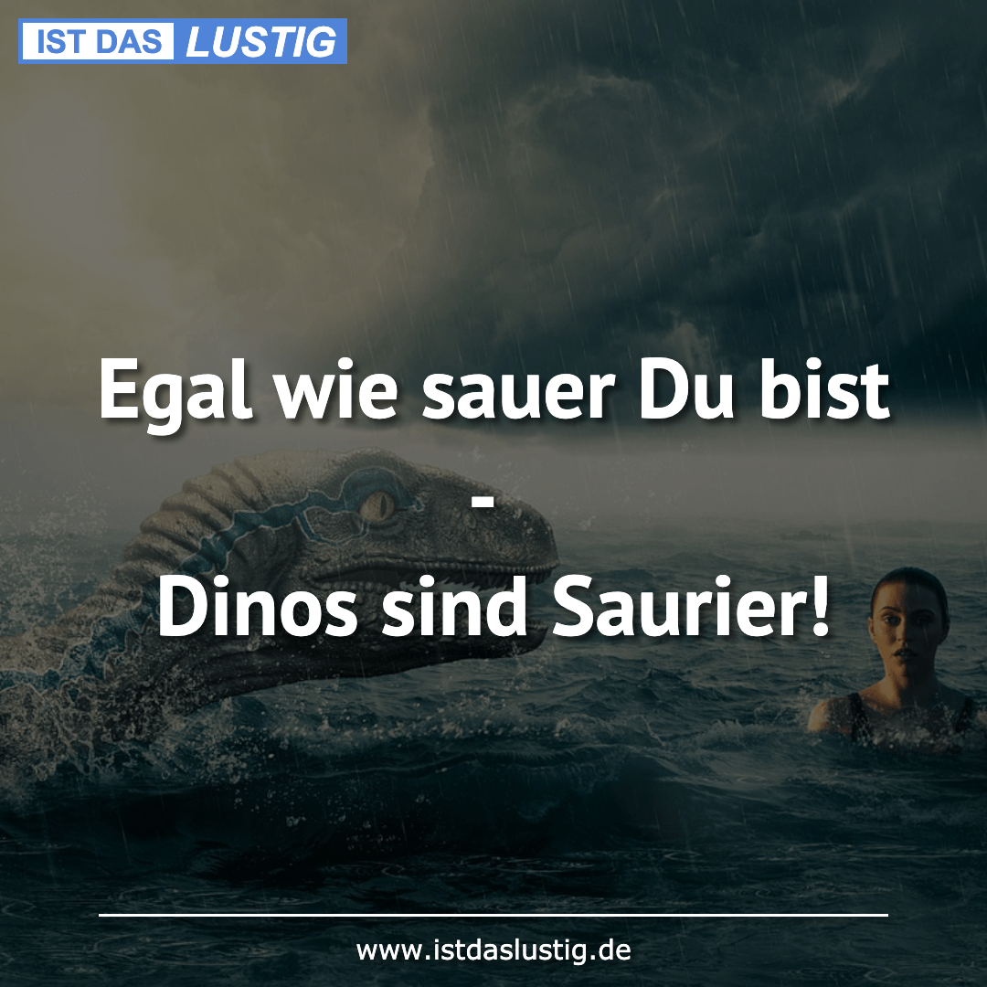 Lustiger BilderSpruch - Egal wie sauer Du bist - Dinos sind Saurier!
